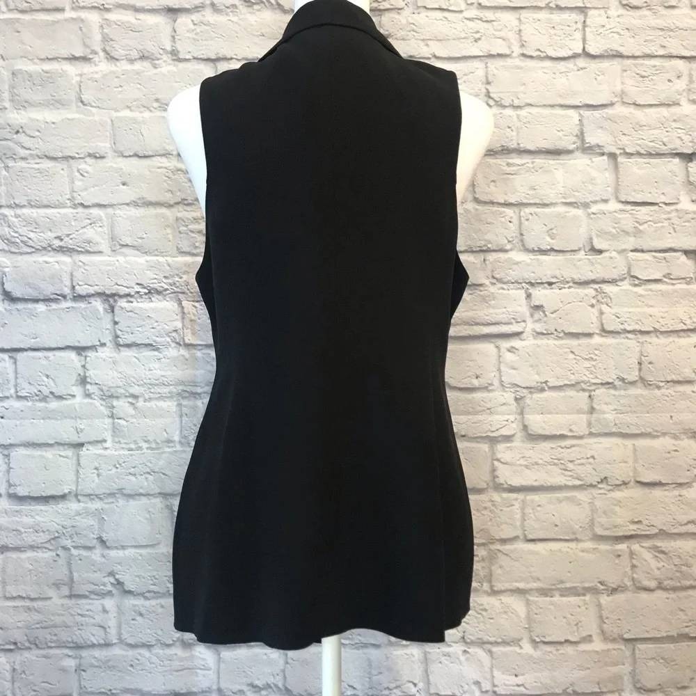 Eileen Fisher tux vest silk collar black contrast classic tailored luxurious euc - Picture 9 of 10